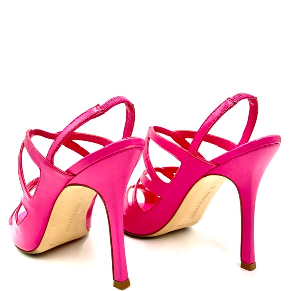 MANOLO BLAHNIK Mochusky Kid Fuschia heels SZ 38 - Picture 8 of 13